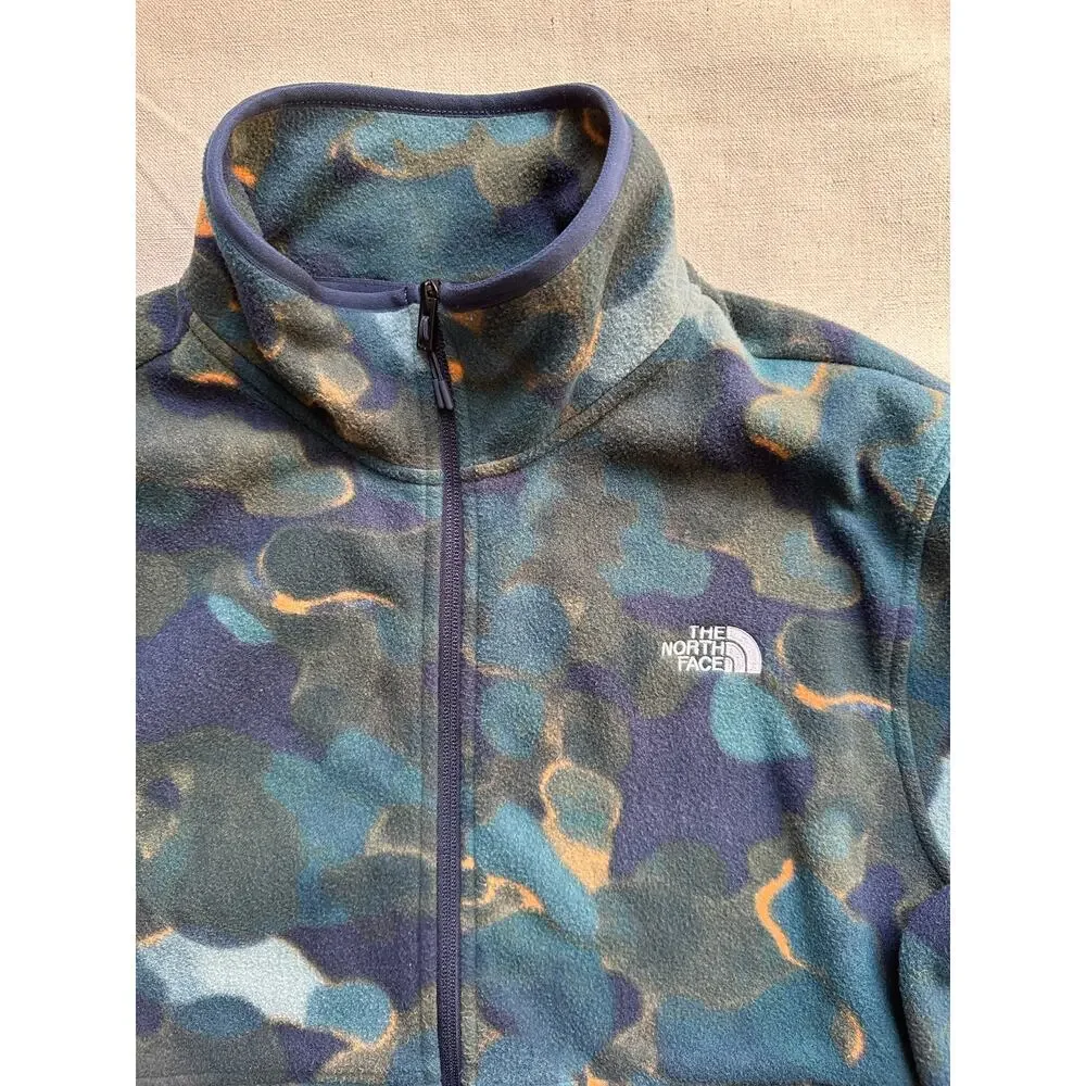 North Face Polartec Alpine Full Zip Fleece Navy Camo Mens Large - Picture 4 of 7